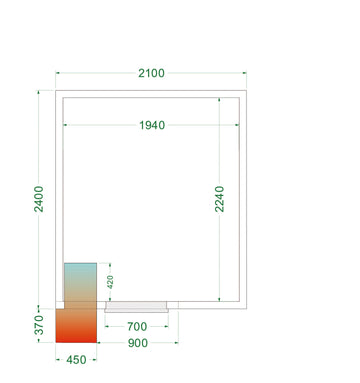 Camera frigorifica completa 210x240xH220 cm cu podea inox agregat frigorific, tem. 0 8 C, 1 usa, refrigerare ventilat,...