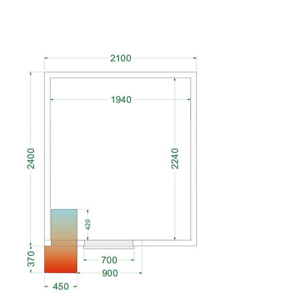 Camera frigorifica completa 210x240xH220 cm cu podea inox agregat frigorific, tem. 0 8 C, 1 usa, refrigerare ventilat,...