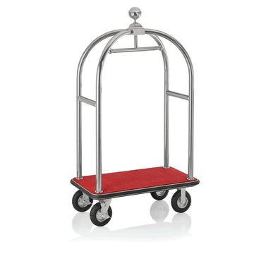 Carucior bagaje hotel, rosu argintiu, 113 x 62 cm, Ø cadru 5 cm Culoare argintie periat 2 roți