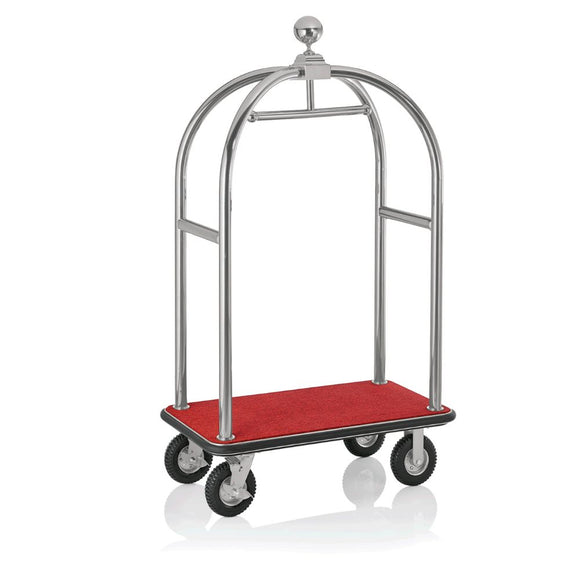 Carucior bagaje hotel, rosu argintiu, 113 x 62 cm, Ø cadru 5 cm Culoare argintie periat 2 roți