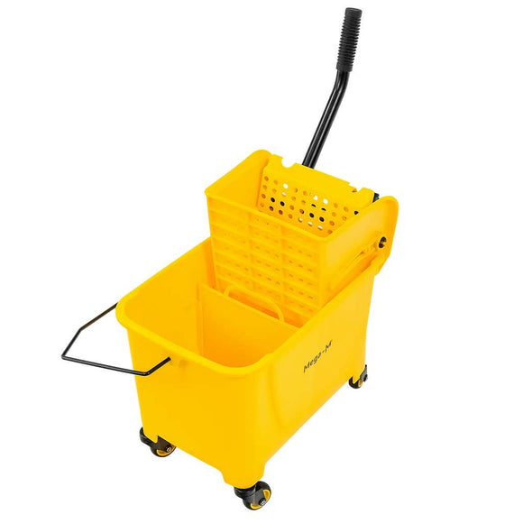 Carucior pentru curatenie cu o galeata cu presa 20L galben