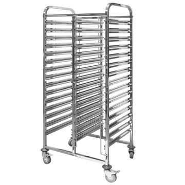 Carucior inox dublu pentru 30 tavi patiserie 60x40 cm, 74x55xH170 cm