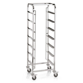 Carucior inox pentru 7 cosuri masina de spalat vase 50x50 cm 4 roți pivotante 2 cu