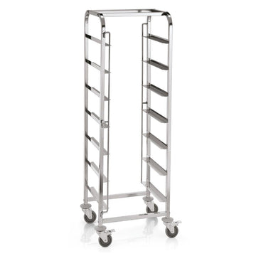 Carucior inox pentru 7 cosuri masina de spalat vase 50x50 cm 4 roți pivotante 2 cu