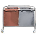 Carucior pentru rufe 2 compartimente 90x65x85 cm gri-maro Carucior pentru rufe 2 x