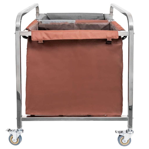 Carucior pentru rufe 2 compartimente 90x65x85 cm gri-maro Carucior pentru rufe 2 x