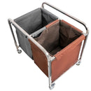 Carucior pentru rufe 2 compartimente 90x65x85 cm gri-maro Carucior pentru rufe 2 x