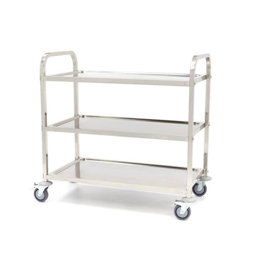 Carucior servire cu 3 polite, inox, 95x51x94cm