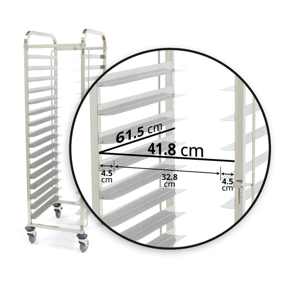 Carucior pentru tavi patiserie, capacitate 16 tavi 60x40 cm