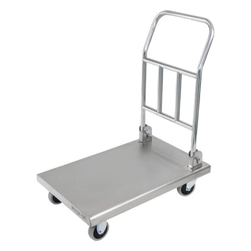 Carucior transport tip platforma, inox, cu maner pliabil, 73x48x89 cm