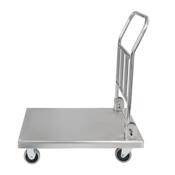 Carucior transport tip platforma, inox, cu maner pliabil, 73x48x89 cm
