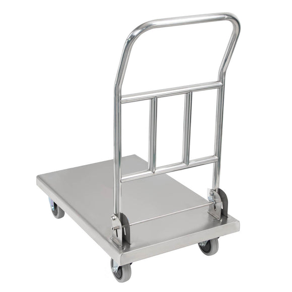 Carucior transport tip platforma, inox, cu maner pliabil, 73x48x89 cm