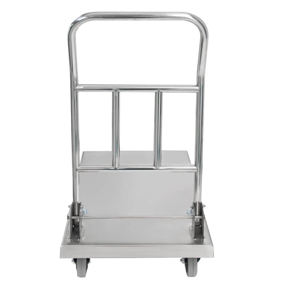 Carucior transport tip platforma, inox, cu maner pliabil, 73x48x89 cm