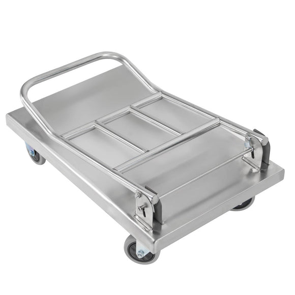 Carucior transport tip platforma, inox, cu maner pliabil, 73x48x89 cm
