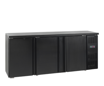 Back bar refrigerat negru CBC450, 442 l, +2/+10C, 3 usi Tefcold – back bar refrigerat profesional pentru bar, restaurant si HoReCa
