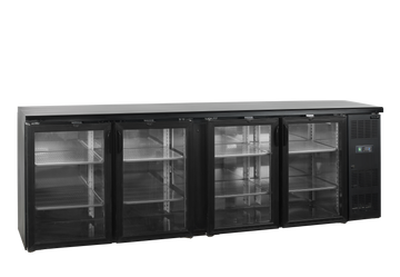 Back bar refrigerat negru usa sticla CBC600, 605 l, +2/+10C, 4 usi Tefcold – back bar refrigerat profesional pentru bar, restaurant si HoReCa