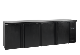 CBC410-Negru, 605 l, 2 la 10 C, 4 uși cu balamale autoînchizătoare, Ventilat, 350 W, C Gama CBC de backbars este