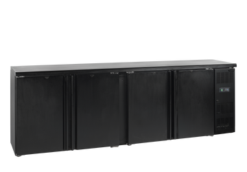Back bar refrigerat negru CBC600, 605 l, +2/+10C, 4 usi Tefcold – back bar refrigerat profesional pentru bar, restaurant si HoReCa