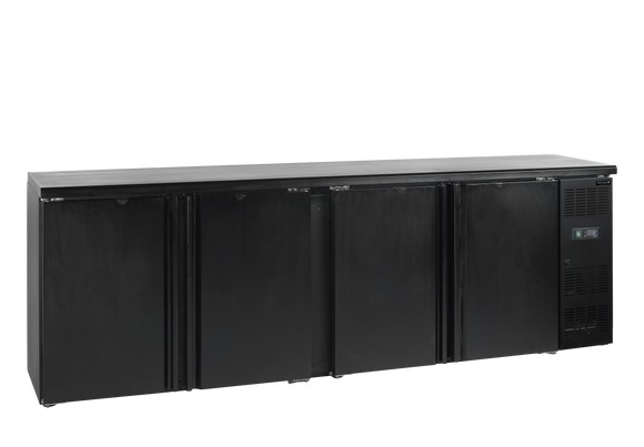Back bar refrigerat negru CBC600, 605 l, +2/+10C, 4 usi Tefcold – back bar refrigerat profesional pentru bar, restaurant si HoReCa