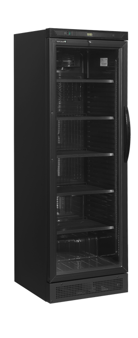 CEV425 BLACK LH-Negru, 345 l, 2 la 10, 1 ușă din sticlă cu balama pe stânga, Asistat de ventilator, LED în cadrul ușii,...