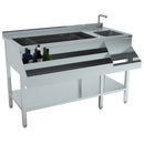 Cocktail bar station inox, 140 cm, cuva gheata, speed rack dublu, cuva spalare Latime mm 1400 Adancime mm