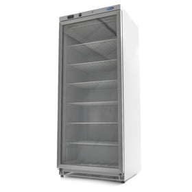 Congelator vertical cu usa sticla, -18C -22C, racire statica, 6 polite fixe, 600 litri, alb