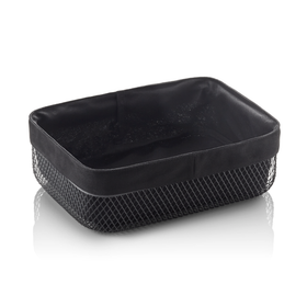 Cos, 27,5 x 20 x 8,5 cm, metal vopsit negru in camp electrostatic, bumbac html Coș metalic de depozitare