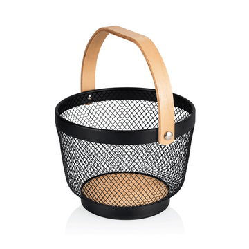 Cos, 28 x 27 x 18,5 cm, metal vopsit negru in camp electrostatic, lemn html Cos metalic modern de