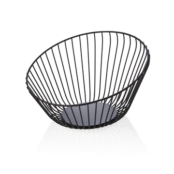 Cos pentru bufet, Ø 25 cm, inaltime 14 cm, negru, acoperit cu pulbere, metal