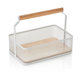 Cos cu maner, 23,5 x 15,5 x 18,5 cm, metal vopsit alb in camp electrostatic