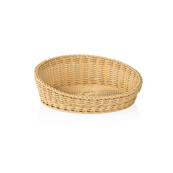 Cos oval profesional pentru impletit, 37 x 31 x 12 cm, bej deschis, polipropilena, fara BPA