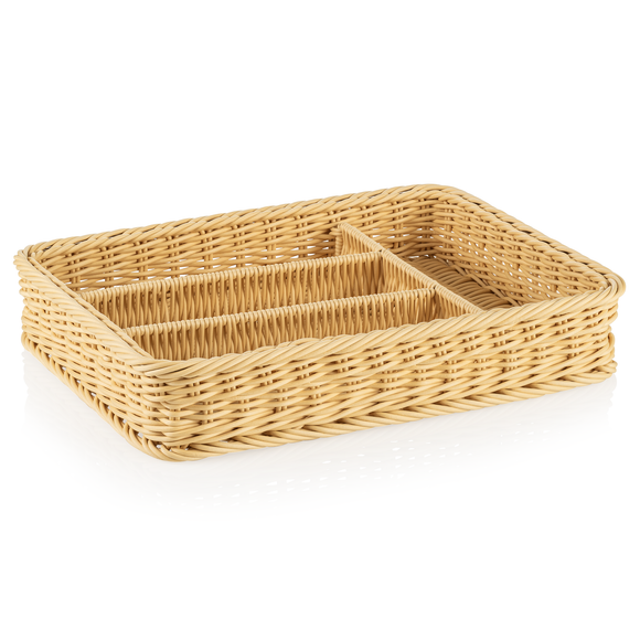 Cos pentru tacamuri Weaver Pro , 40 x 30 x 6,5 cm, bej deschis, polipropilena, fara BPA