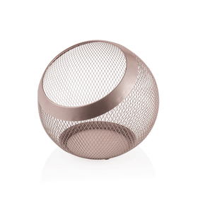 Cos, Ø 24 cm inaltime 24 cm, metal acoperit cu pulbere roz-auriu html Acest coș elegant cu