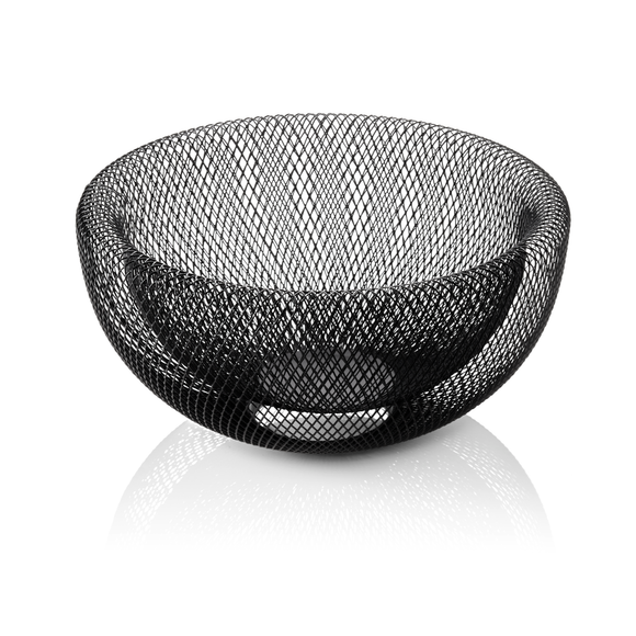 Cos, Ø 29,5 cm, inaltime 15 cm, vopsit negru in camp electrostatic, metal HTML html Cos metalic elegant