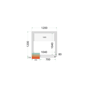 CR 120x120x212 NF-Alb, 1 usa solida cu balama, Gama de panouri pentru camere