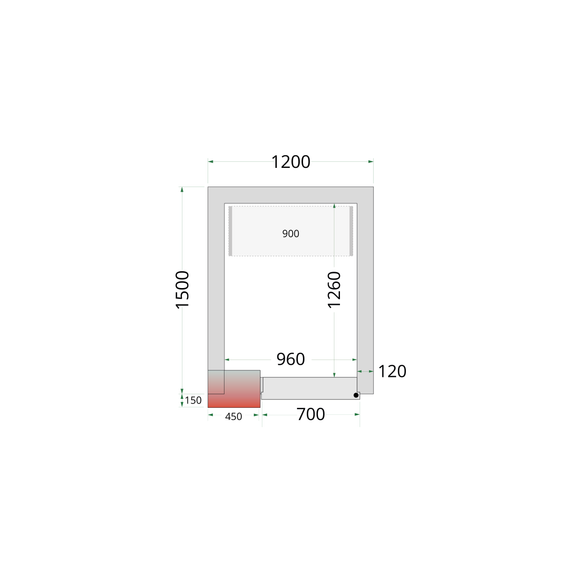 Camera frigorifica prefabricata alba CR 120x150x220 cm asamblata Tefcold – camera frigorifica prefabricata din panouri izolate pentru restaurant, depozit si HoReCa