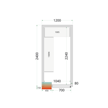Camera frigorifica prefabricata alba NF CR 120x240x212 cm Tefcold – camera frigorifica prefabricata din panouri izolate pentru restaurant, depozit si HoReCa