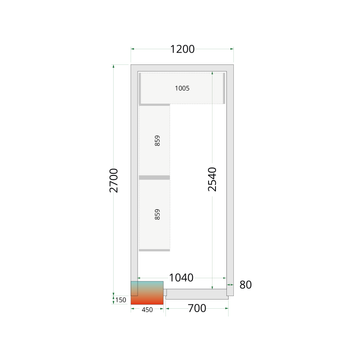 Camera frigorifica prefabricata alba CR 120x270x220 cm Tefcold – camera frigorifica prefabricata din panouri izolate pentru restaurant, depozit si HoReCa
