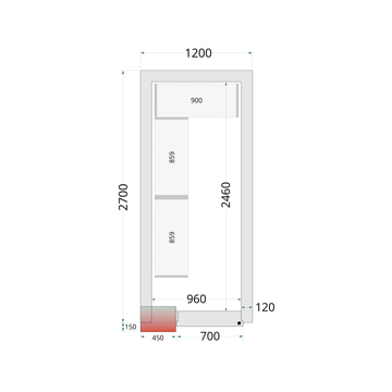 Camera frigorifica prefabricata alba CR 120x270x220 varianta II Tefcold – camera frigorifica prefabricata din panouri izolate pentru restaurant, depozit si HoReCa