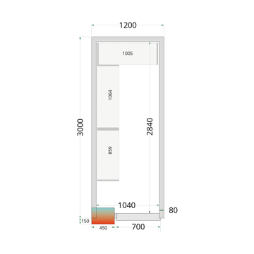 Camera frigorifica prefabricata alba NF CR 120x300x212 cm Tefcold – camera frigorifica prefabricata din panouri izolate pentru restaurant, depozit si HoReCa