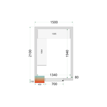 Camera frigorifica prefabricata alba NF CR 150x210x212 cm Tefcold – camera frigorifica prefabricata din panouri izolate pentru restaurant, depozit si HoReCa