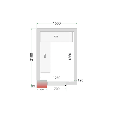 Camera frigorifica prefabricata alba CR 150x210x220 varianta II Tefcold – camera frigorifica prefabricata din panouri izolate pentru restaurant, depozit si HoReCa