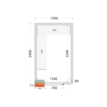 Camera frigorifica prefabricata CR 150x240x220 cm Tefcold – camera frigorifica prefabricata din panouri izolate pentru restaurant, depozit si HoReCa