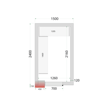 Camera frigorifica prefabricata alba CR 150x240x220 varianta II Tefcold – camera frigorifica prefabricata din panouri izolate pentru restaurant, depozit si HoReCa