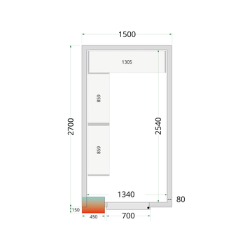 Camera frigorifica prefabricata alba NF CR 150x270x212 cm Tefcold – camera frigorifica prefabricata din panouri izolate pentru restaurant, depozit si HoReCa