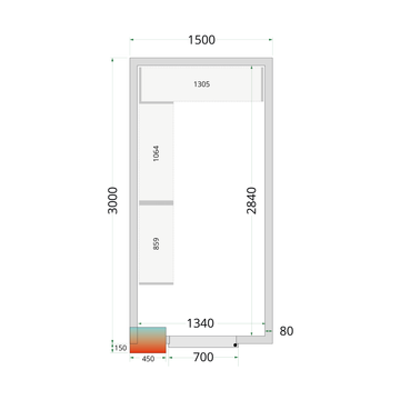 Camera frigorifica prefabricata alba NF CR 150x300x212 cm Tefcold – camera frigorifica prefabricata din panouri izolate pentru restaurant, depozit si HoReCa