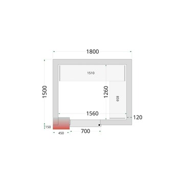 CR 180x150x220-Alb, 1 usa solida cu balama, Gama de panouri pentru camere