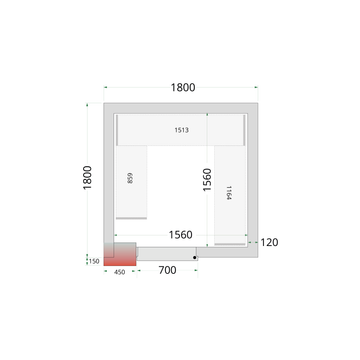 Camera frigorifica prefabricata alba CR 180x180x220 varianta II Tefcold – camera frigorifica prefabricata din panouri izolate pentru restaurant, depozit si HoReCa