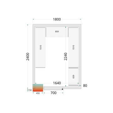 Camera frigorifica prefabricata alba NF CR 180x240x212 cm Tefcold – camera frigorifica prefabricata din panouri izolate pentru restaurant, depozit si HoReCa
