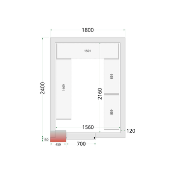 Camera frigorifica prefabricata alba CR 180x240x220 varianta II Tefcold – camera frigorifica prefabricata din panouri izolate pentru restaurant, depozit si HoReCa